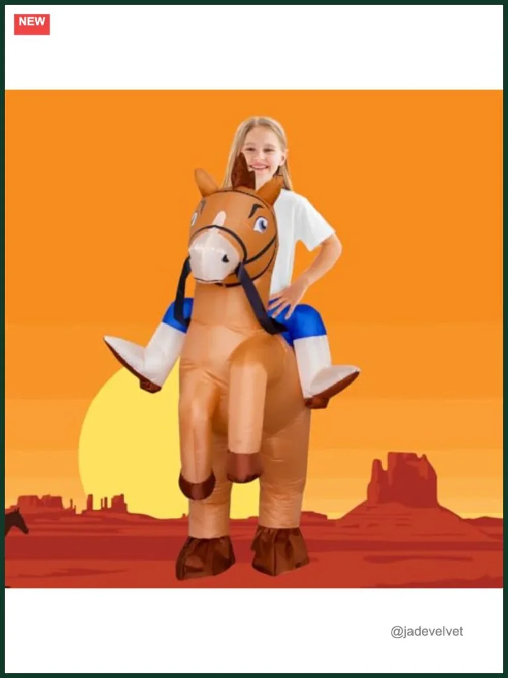 Inflatable Horse Costume for Kids Halloween Riding Cowboy Costume Funny Blow up
